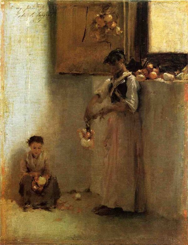 Stringing Onions by John Singer Sargent, hand-painted oil painting reproduction