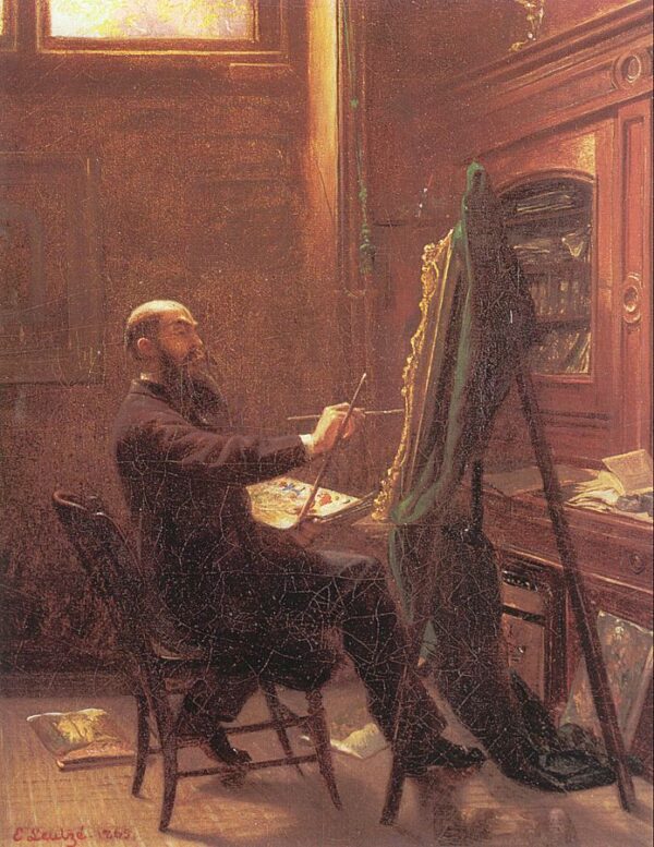 Worthington Whittredge in his Tenth Street Studio by Emanuel Leutze, hand-painted oil painting reproduction
