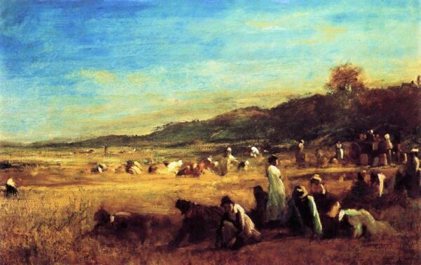 Study for ‘The Cranberry Harvest, Island of Nantucket’ by Eastman Johnson, hand-painted oil painting reproduction