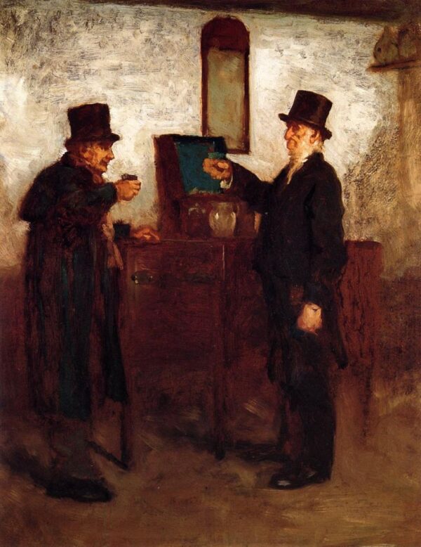 Study for ‘A Glass with the Squire’ by Eastman Johnson, hand-painted oil painting reproduction