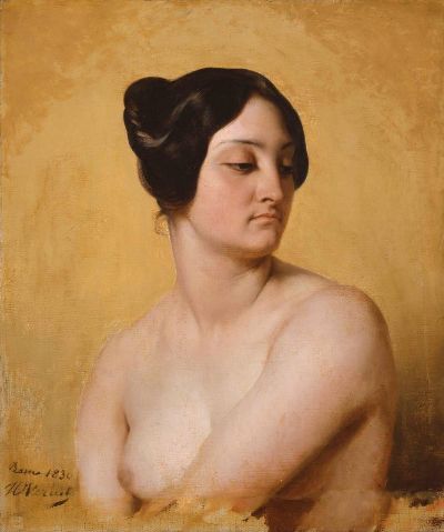 Study of Olympe Pelissier as Judith by Horace Vernet, hand-painted oil reproduction