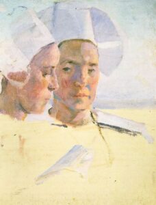 Study of Two Breton Women Concarneau France by Cecilia Beaux, hand-painted oil painting reproduction