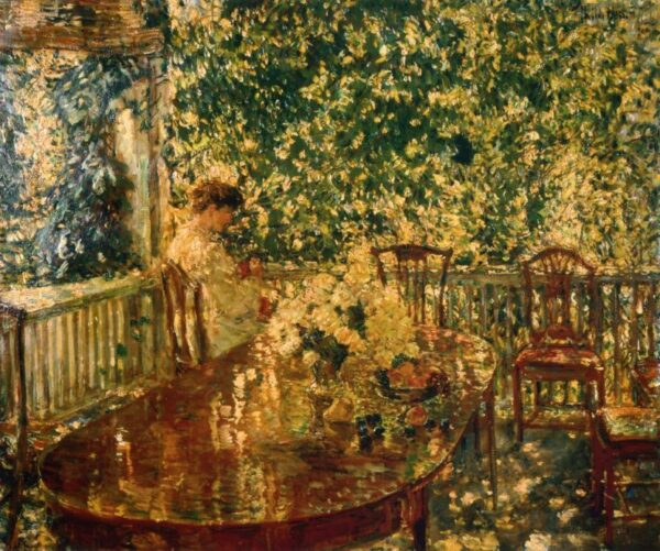 Summer Porch at Mr. and Mrs. C.E.S. Wood’s by Frederick Childe Hassam, hand-painted oil painting reproduction
