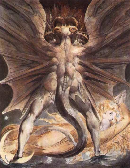 The Great Red Dragon and the Woman Clothed in Sun by William Blake, hand-painted oil reproduction