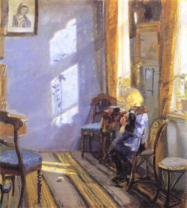Sunlight in the Blue Room by Anna Ancher, hand-painted oil painting reproduction