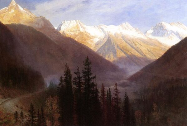 Sunrise at Glacier Station by Albert Bierstadt, hand-painted oil painting reproduction