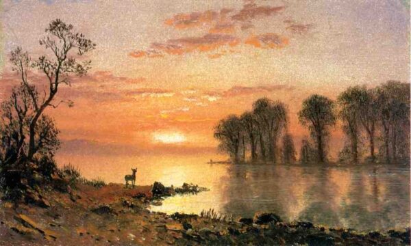Sunset by Albert Bierstadt, hand-painted oil painting reproduction