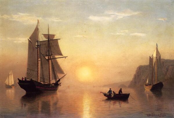 Sunset Calm in the Bay of Fundy by William Bradford, hand-painted oil painting reproduction