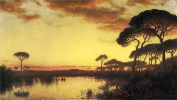 Sunset Glow, Roman Campagna by William Stanley Haseltine, hand-painted oil painting reproduction