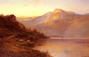 Sunset On The Loch by Alfred de Breanski Snr, hand-painted oil painting reproduction