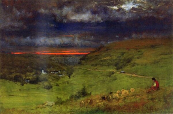 Sunset at Etretat by George Inness, hand-painted oil painting reproduction