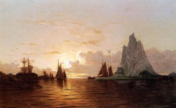 Sunset at the Strait of Belle Isle by William Bradford, hand-painted oil painting reproduction