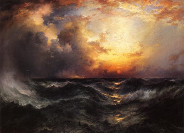 Sunset in Mid Ocean by Thomas Moran, hand-painted oil painting reproduction