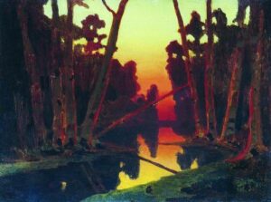 Sunset in the Forest 1 by Arkhip Kuindzhi, hand-painted oil painting reproduction