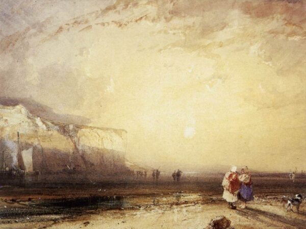 Sunset in the Pays de Caux by Richard Parkes Bonington, hand-painted oil painting reproduction