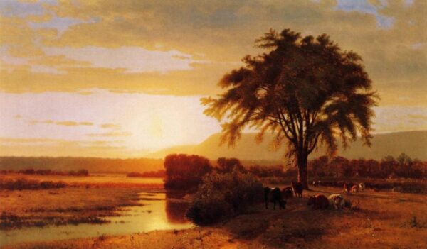 Sunset in the Valley by William Hart, hand-painted oil painting reproduction