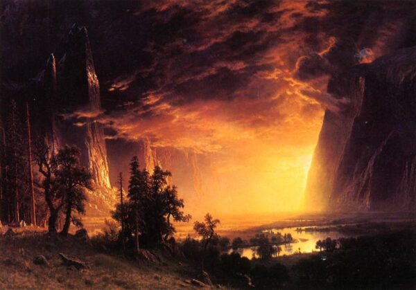 Sunset in the Yosemite Valley by Albert Bierstadt, hand-painted oil painting reproduction
