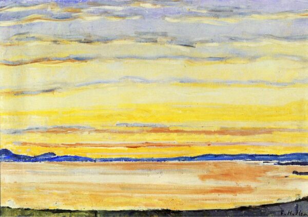 Sunset on Lake Geneva by Ferdinand Hodler, hand-painted oil painting reproduction