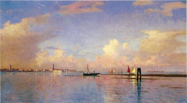 Sunset on the Grand Canal, Venice by William Stanley Haseltine, hand-painted oil painting reproduction
