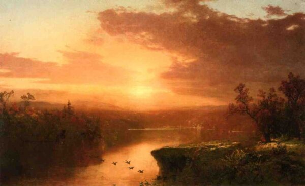 Sunset over Lake George by John Frederick Kensett, hand-painted oil painting reproduction