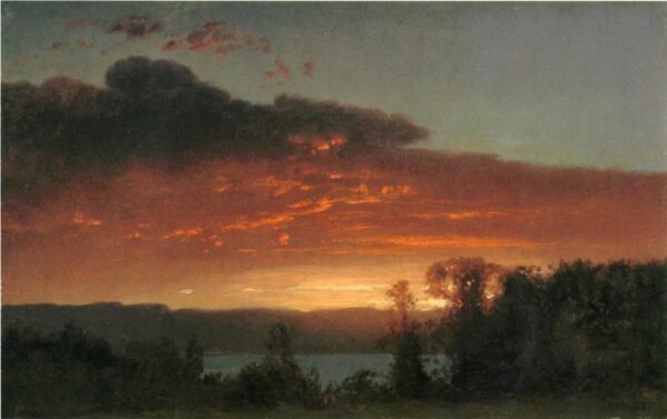 Sunset over the Lake by William Hart, hand-painted oil reproduction