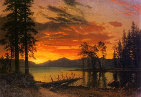 Sunset over the River by Albert Bierstadt, hand-painted oil painting reproduction