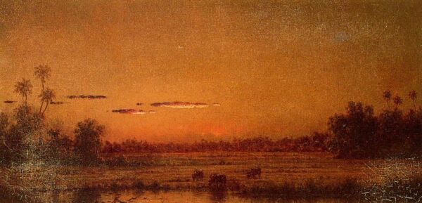 Sunset with Group of Palms by Martin Johnson Heade, hand-painted oil painting reproduction