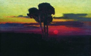 Sunset with trees 1876 1890 by Arkhip Kuindzhi, hand-painted oil painting reproduction