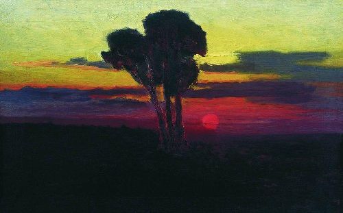 Sunset with trees 1876 1890 by Arkhip Kuindzhi, hand-painted oil reproduction
