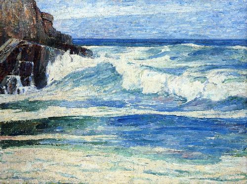 Surf Breaking on Rocks by Emil Carlsen, hand-painted oil reproduction