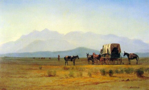 Surveyor’s Wagon in the Rockies by Albert Bierstadt, hand-painted oil painting reproduction