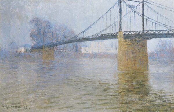 Suspended Bridge at Triel by Gustave Loiseau, hand-painted oil painting reproduction