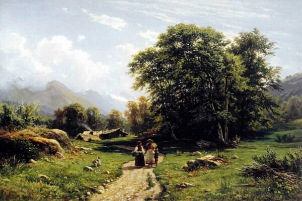 Swiss Landscape by Ivan Shishkin, hand-painted oil painting reproduction