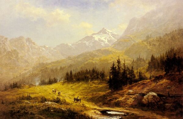 The Wengen Alps, Morning In Switzerland by Benjamin Williams Leader, hand-painted oil painting reproduction