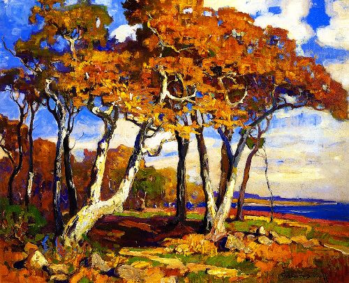 Sycamores Autumn by Franz Bischoff, hand-painted oil reproduction