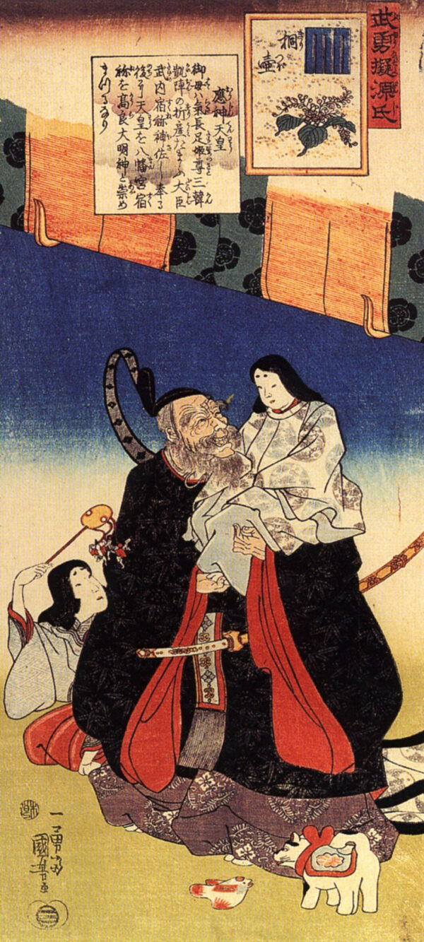 Takeuchi and the Infant Emperor by Utagawa Kuniyoshi, hand-painted oil reproduction