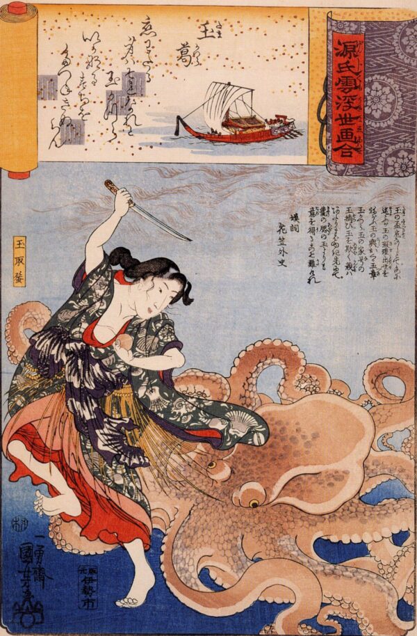 Tamakatzura Tamatori by Utagawa Kuniyoshi, hand-painted oil painting reproduction