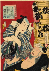 Nakamura Fukusuke and Nakamura Tamenachi by Utagawa Kunisada, hand-painted oil painting reproduction