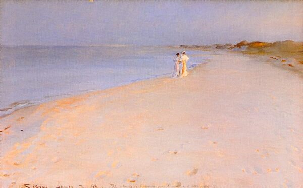 Tarde de verano en la playa by Peder Severin Krøyer, hand-painted oil painting reproduction