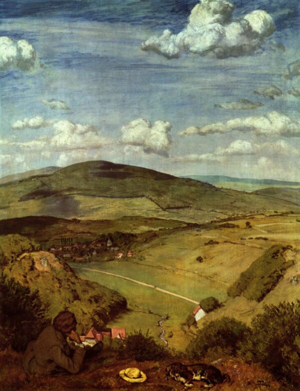 Taunuslandschaft by Hans Thoma, hand-painted oil painting reproduction