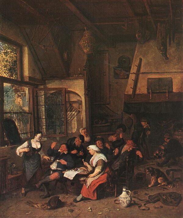 Tavern Scene by Cornelis Dusart, hand-painted oil painting reproduction