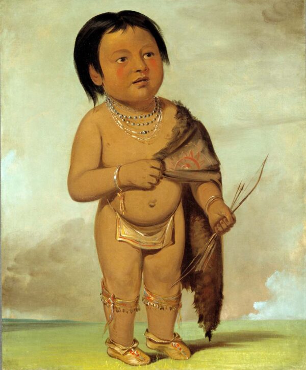 Tcha aes ka ding, Grandson of Buffalo Bull’s Back Fat by George Catlin, hand-painted oil painting reproduction