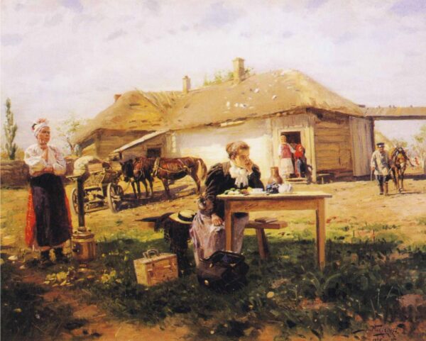 Teacher Visiting a Village by Vladimir Makovsky, hand-painted oil reproduction