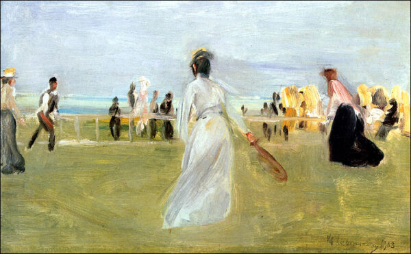 Tennis Game by the Sea by Max Liebermann, hand-painted oil painting reproduction