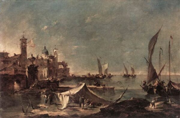 Landscape with a Fisherman’s Tent by Francesco Guardi, hand-painted oil painting reproduction