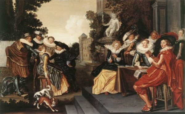 Music-Making Company on a Terrace by Dirck Hals, hand-painted oil painting reproduction