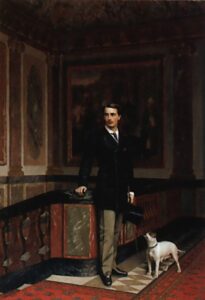 The Duc de La Rochefoucauld-Doudeauville with his Terrier by Jean-Léon Gérôme, hand-painted oil painting reproduction