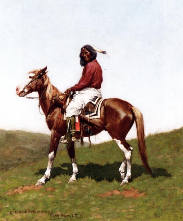 Comanche Brave, Fort Reno, Indian Territory by Frederic Remington, hand-painted oil painting reproduction