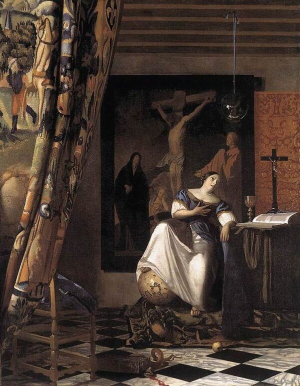 The Allegory of the Faith by Johannes Vermeer, hand-painted oil painting reproduction