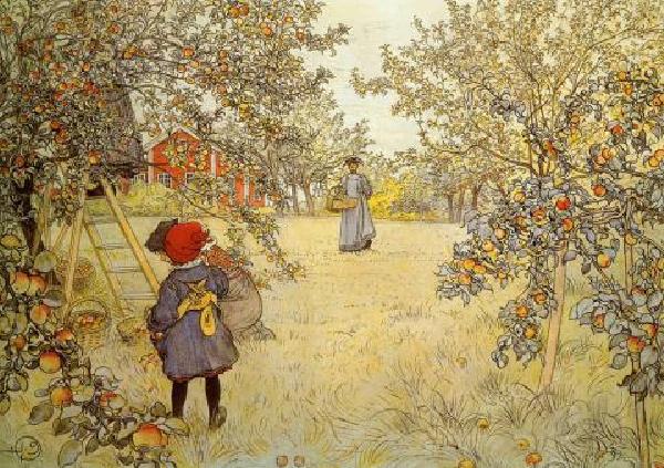 The Apple Harvest by Carl Larsson, hand-painted oil reproduction
